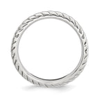 Sterling Silver Stackable Expressions Polished Rhodium-plate Wave Ring