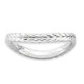 Sterling Silver Stackable Expressions Polished Rhodium-plate Wave Ring