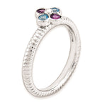 Sterling Silver Stackable Expressions Blue Topaz & Amethyst Flower Ring