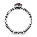 Sterling Silver Stackable Expressions Checker-cut Amethyst Antiqued Ring