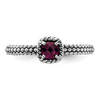 Sterling Silver Stackable Expressions Checker-cut Rhodolite Garnet Ring