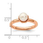Sterling Silver Stack Exp. White FW Cultured Pearl Pink-plated Ring