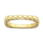 Sterling Silver Stackable Expressions Polished Gold-plate Square Ring