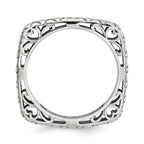 Sterling Silver Stackable Expressions Polished Rhodium-plate Square Ring