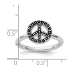 Sterling Silver Stackable Expressions Marcasite Peace Sign Ring
