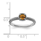 Sterling Silver Stackable Expressions Checker-cut Citrine Antiqued Ring