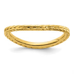Sterling Silver Stackable Expressions Polished Gold-plated Wave Ring