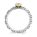 Sterling Silver & 14k Stackable Expressions Checker-cut White Topaz Ring