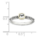 Sterling Silver & 14k Stackable Expressions Checker-cut White Topaz Ring
