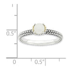 Sterling Silver & 14k Stackable Expressions White Agate Antiqued Ring