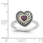 Sterling Silver & 14k Stackable Expressions Rhod. Garnet Antiqued Ring