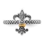Sterling Silver & 14k Stackable Expressions Antiqued Ring