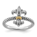 Sterling Silver & 14k Stackable Expressions Antiqued Ring