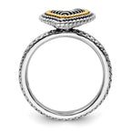 Sterling Silver & 14k Stackable Expressions Antiqued Heart Ring