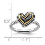 Sterling Silver & 14k Stackable Expressions Antiqued Heart Ring