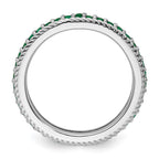 Sterling Silver Stackable Expressions Polished Cr. Emerald Eternity Ring