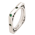 Sterling Silver Stackable Expressions Polished Created Emerald Square Ring