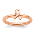 Sterling Silver Stackable Expressions Rose Gold Awareness Ribbon Ring