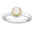 Sterling Silver & 14k Stackable Expressions White Agate Polished Ring