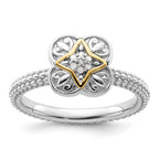 Sterling Silver & 14k Stackable Expressions Diamond Ring