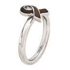 Sterling Silver Stackable Expressions Brown Enameled Awareness Ribbon Ring
