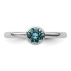 Sterling Silver Stackable Expressions High 5mm March Crystal Ring
