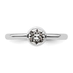 Sterling Silver Stackable Expressions High 5mm April Crystal Ring