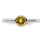 Sterling Silver Stackable Expressions High 5mm November Crystal Ring