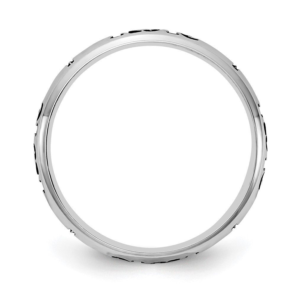 Sterling Silver Rh-plt Stackable Expressions Personalized with Cross Ring