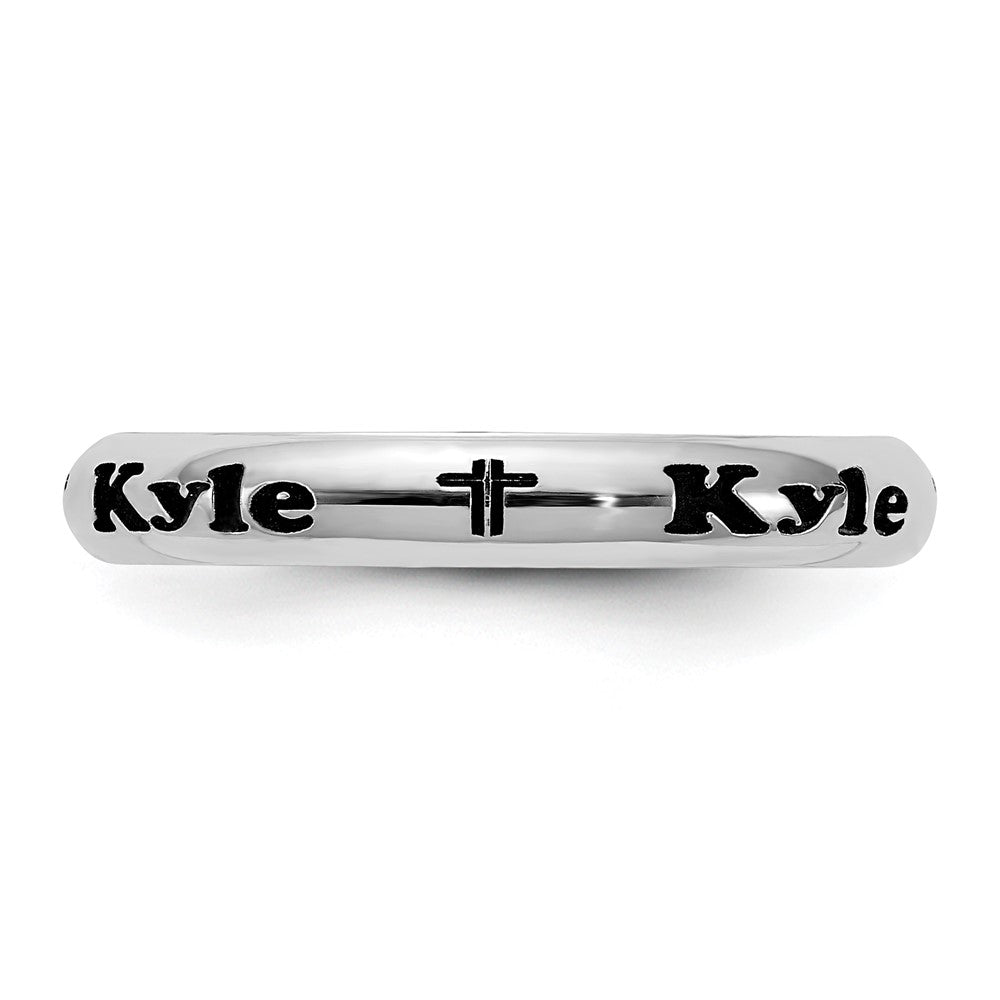 Sterling Silver Rh-plt Stackable Expressions Personalized with Cross Ring