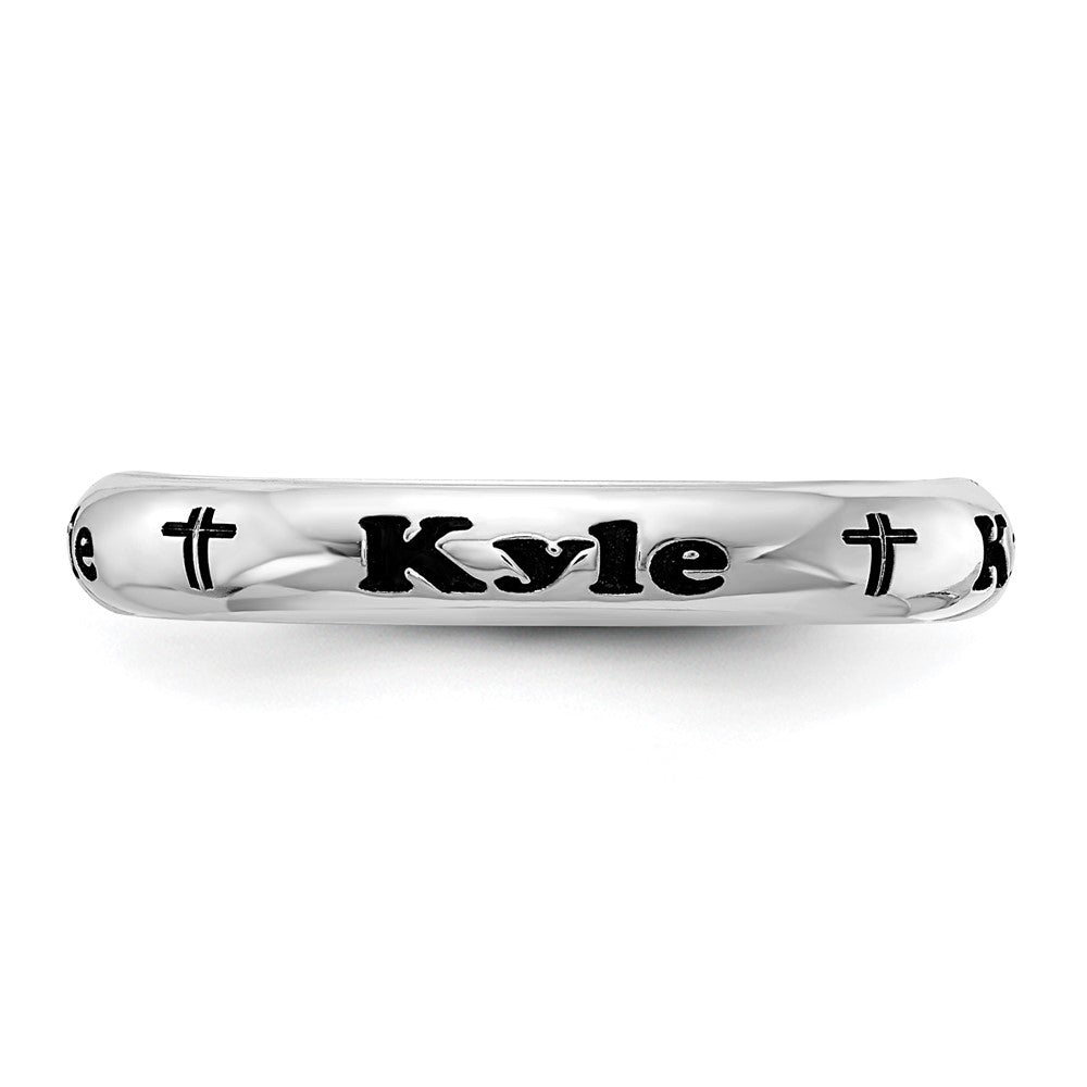 Sterling Silver Rh-plt Stackable Expressions Personalized with Cross Ring