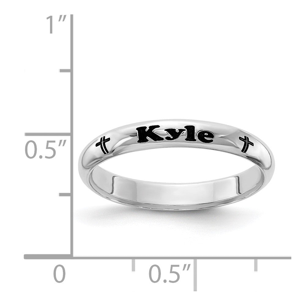 Sterling Silver Rh-plt Stackable Expressions Personalized with Cross Ring