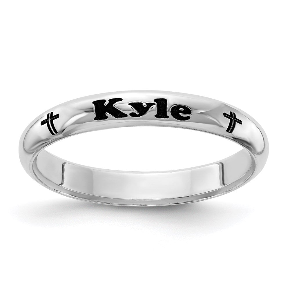 Sterling Silver Rh-plt Stackable Expressions Personalized with Cross Ring