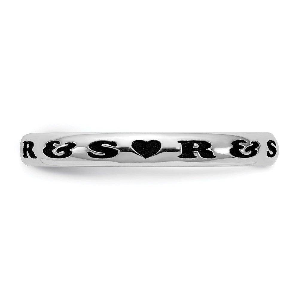 Sterling Silver Rh-plt Stackable Expressions Personalized with Heart Ring