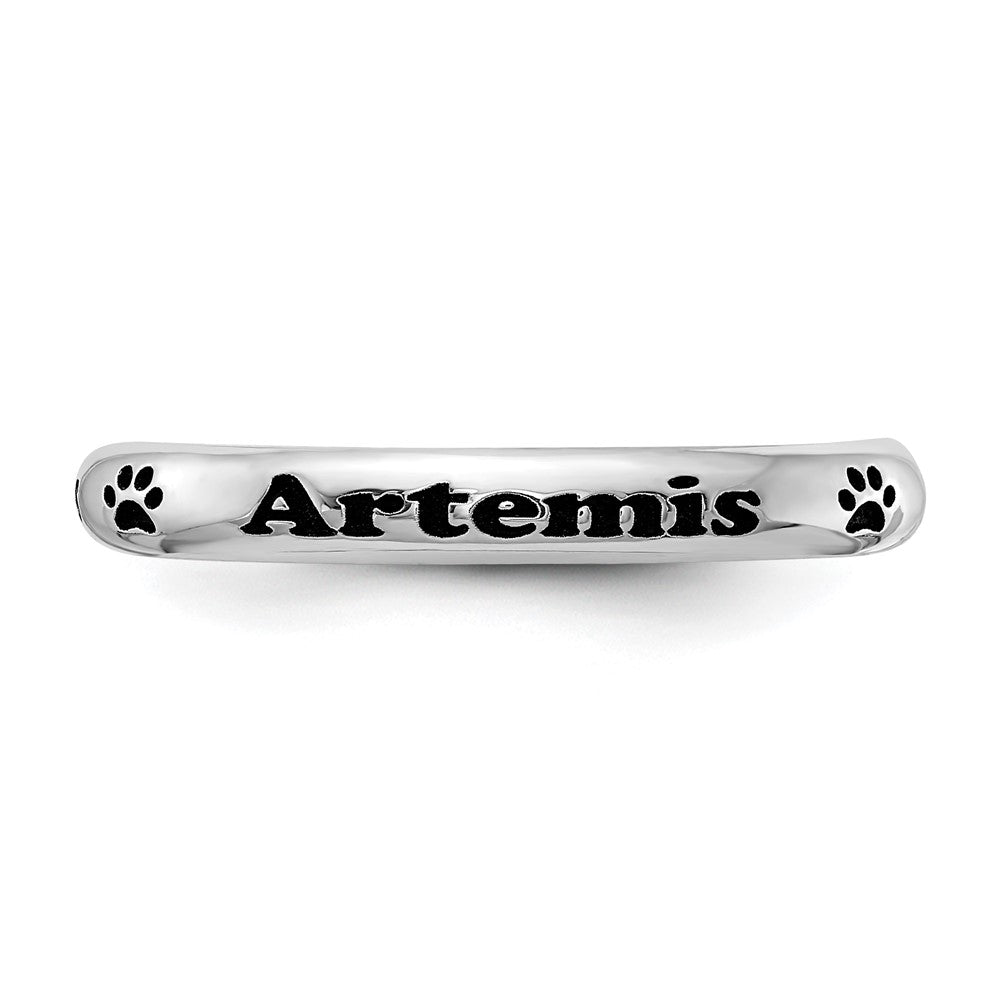 SS Rh-plt Stackable Expressions Personalized w/ Paw Print Ring