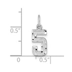 Sterling Silver Rhodium-plated Diamond-cut #5 Charm