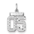 Sterling Silver Rhodium-plated Small Diamond-cut #05 Charm
