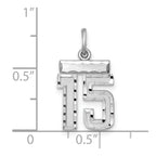 Sterling Silver Rhodium-plated Diamond-cut #15 Charm