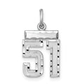 Sterling Silver Rhodium-plated Diamond-cut #51 Charm