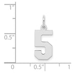 Sterling Silver/Rhodium-plated Polished Number 5 Charm