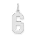 Sterling Silver/Rhodium-plated Polished Number 6 Charm
