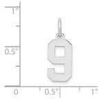 Sterling Silver/Rhodium-plated Polished Number 9 Charm