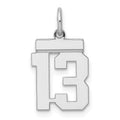 Sterling Silver/Rhodium-plated Polished Number 13 Charm