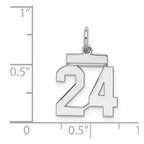 Sterling Silver/Rhodium-plated Polished Number 24 Charm