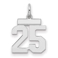 Sterling Silver/Rhodium-plated Polished Number 25 Charm