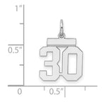 Sterling Silver/Rhodium-plated Polished Number 30 Charm