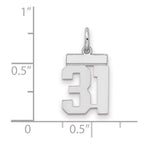 Sterling Silver/Rhodium-plated Polished Number 31 Charm