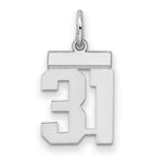 Sterling Silver/Rhodium-plated Polished Number 31 Charm
