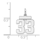 Sterling Silver/Rhodium-plated Polished Number 33 Charm