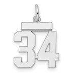 Sterling Silver/Rhodium-plated Polished Number 34 Charm